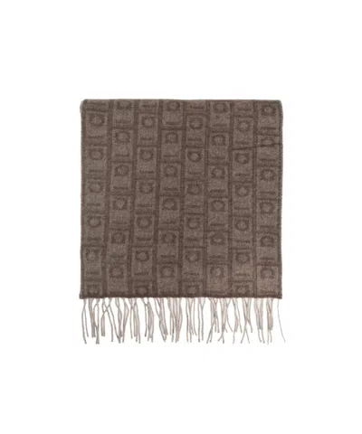 Ferragamo Letter Pattern Scarf In Brown