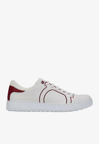 Ferragamo Liberty Low-top Gancini Sneakers In White