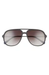 Ferragamo Lifestyle 60mm Aviator Sunglasses In Matte Black/grey Gradient