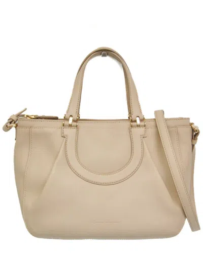 Pre-owned Ferragamo Light Beige Leather Handbag (authentic Pre-loved)