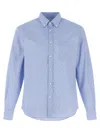 Ferragamo Logo Monogram Button-up Shirt In Blue
