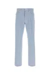 Ferragamo Light-blue Oxford Pant In Blueecru