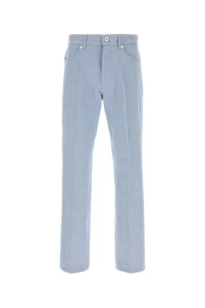 Ferragamo Light-blue Oxford Pant In Blueecru