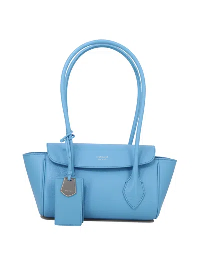Ferragamo Light Blue Tote Handbag For Women In Burgundy