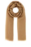 Ferragamo Cashmere Scarf Fringed Hems In Light Brown