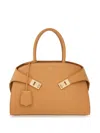 Ferragamo Small Leather Tote Bag In Brown