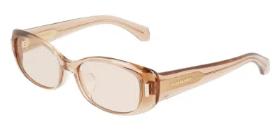 Ferragamo Light Brown Oval Ladies Sunglasses Sf2021slb 260 55