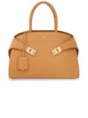 Ferragamo Small Leather Tote Bag In Sand