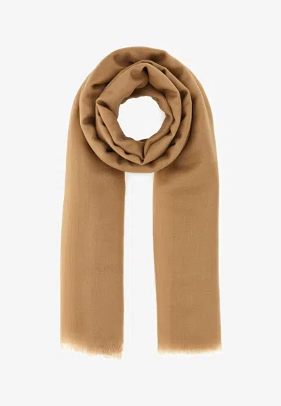 Ferragamo Light Cashmere Shawl In Beige