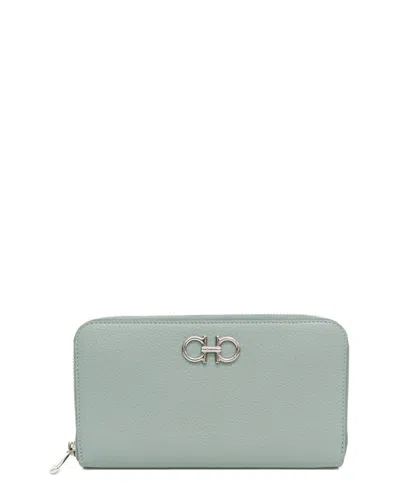 Ferragamo Light Green Leather Bi-fold Wallet (authentic Pre-loved)