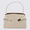 Ferragamo Light Grey Leather Hug Soft Shoulder Bag In Neutral