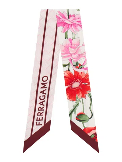 FERRAGAMO LIGHT PINK PRINTED BANDANA SCARF