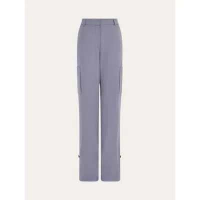 Ferragamo Light Purple Silk Trousers In Gray