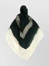 Ferragamo Lightweight Floral Print Square Scarf With Rolled Edges In Green