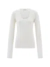Ferragamo Lightweight Wool Top In Neutral