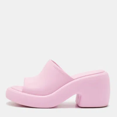 Pre-owned Ferragamo Lilac Rubber Deva Slide Sandals Size 38.5