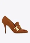 Ferragamo Limania 95 Maxi Vara Leather Pumps In Brown