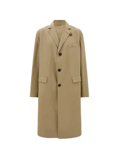 Ferragamo Linen Blend Duster In Brown