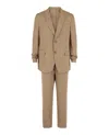 Ferragamo Linen-blend Suit With Notched Lapels In Brown