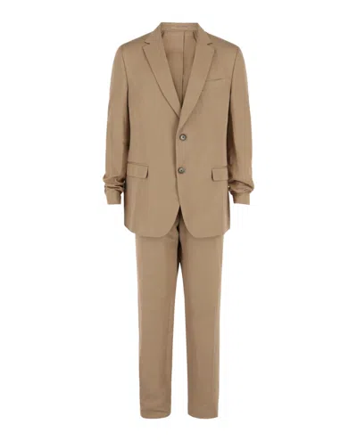 Ferragamo Linen-blend Suit In Brown
