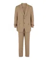 Ferragamo Linen-blend Suit With Notched Lapels In Brown
