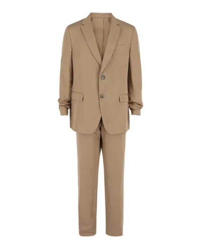FERRAGAMO FERRAGAMO LINEN-BLEND SUIT WITH NOTCHED LAPELS