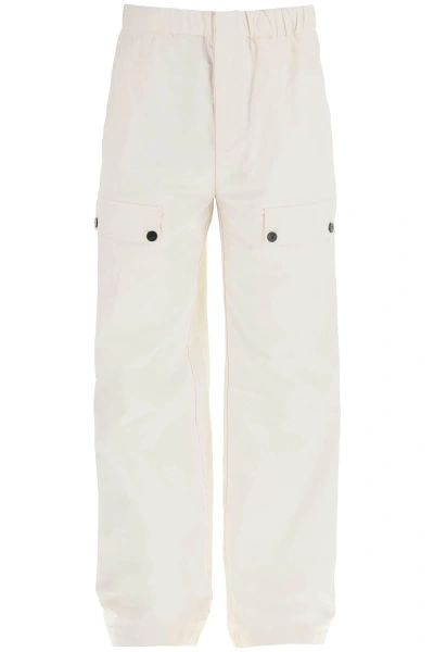 Ferragamo Man Drawstring Linen Trouser With Applied Pockets In Mascarpone