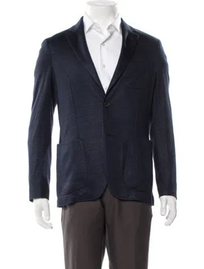 Pre-owned Ferragamo Linen Jacket W/ Tags In Blue