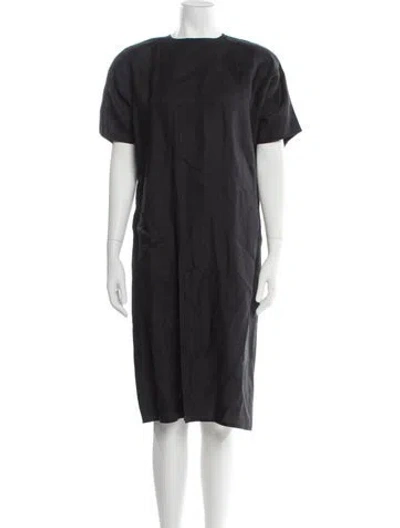 Pre-owned Ferragamo Linen Knee-length Dress In Black