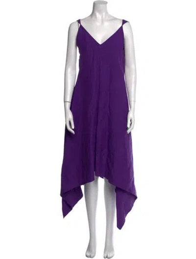 Pre-owned Ferragamo Linen Long Dress In Purple