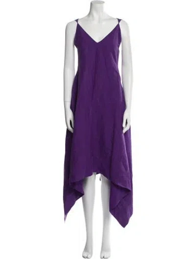 Pre-owned Ferragamo Linen Long Dress In Purple