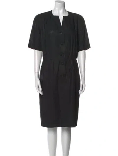 Pre-owned Ferragamo Linen Midi Length Dress In Black