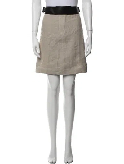 Pre-owned Ferragamo Linen Mini Skirt W/ Tags In Neutrals