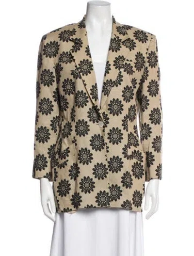 Pre-owned Ferragamo Linen Patterned Blazer In Neutrals