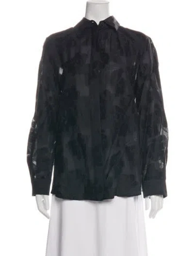 Pre-owned Ferragamo Linen Patterned Button-up Top In Multicolor