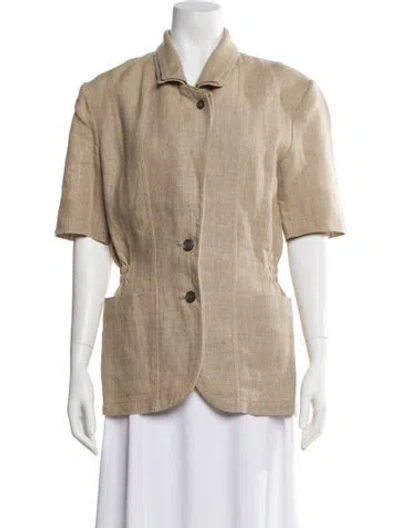 Pre-owned Ferragamo Linen Poncho In Neutral