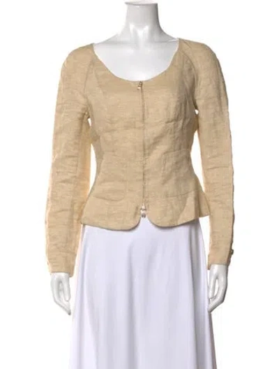 Pre-owned Ferragamo Linen Scoop Neck Top In Neutrals
