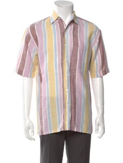 Pre-owned Ferragamo Linen Striped Shirt In Pink