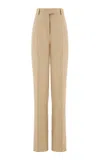 Ferragamo Woman Linen Blend Tailored Trouser In Khaki