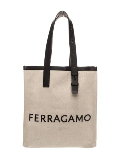 Pre-owned Ferragamo Linen Tote In Neutrals