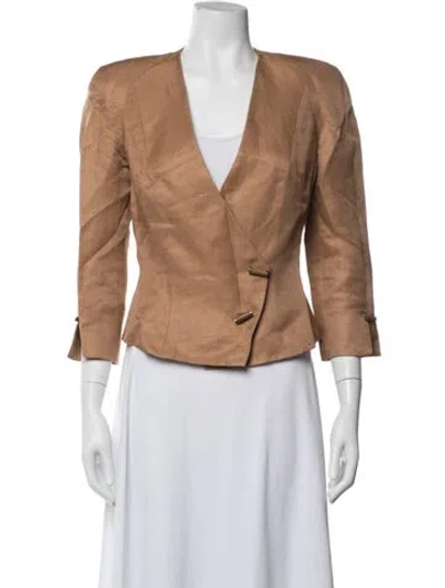 Pre-owned Ferragamo Linen Tweed Pattern Blazer In Neutrals