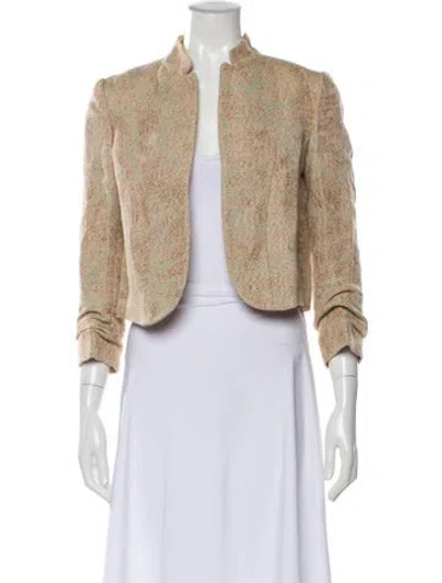 Pre-owned Ferragamo Linen Tweed Pattern Evening Jacket In Neutral