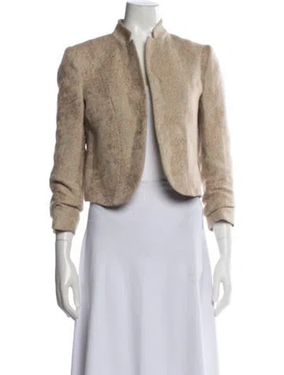 Pre-owned Ferragamo Linen Tweed Pattern Jacket In Neutrals