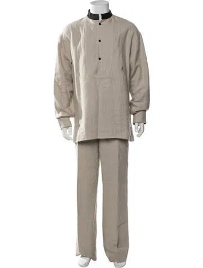 Pre-owned Ferragamo Linen Two-piece Suit In Neutrals