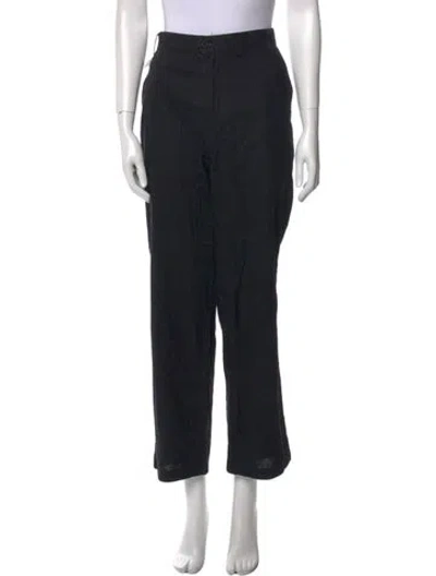 Pre-owned Ferragamo Linen Wide Leg Pants In Black