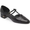 Ferragamo 'lainette' Black Ballet Shoes With T-strap And Round Toe In Nero Nero Nero