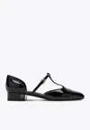 Ferragamo Elegant Black Patent Leather Ballerina Flats In Black