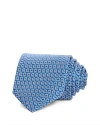 Ferragamo Linked Gancini Print Silk Classic Tie In Azzurro