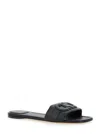 Ferragamo Liss Black Sandals With Embossed Logo On The Band And Square Toe In Leather Woman In Black