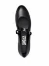 Ferragamo Lizz Leather Ballerina Shoes In Black